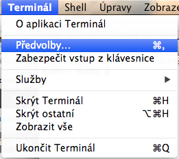 Terminal.app nastavení